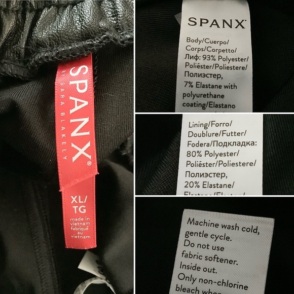 SPANX Faux Leather Jogger Pants XL Black Pockets Pull-On Streetwear Minimalist - Picture 7 of 10